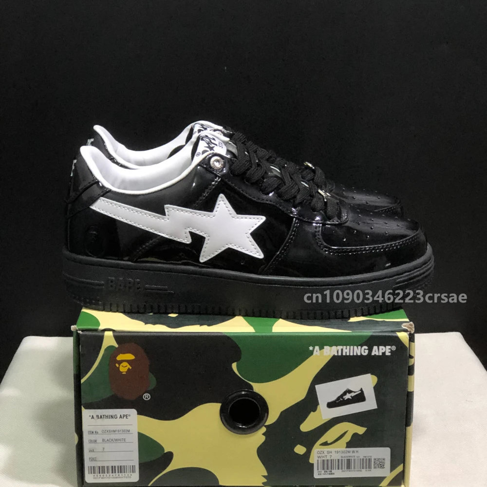 New Arrival Colors Bape Sta Black White Vibe Skateboarding Shoes Outdoor Causal Bapesta Slip-Resistant Walking Sneakers 36-45