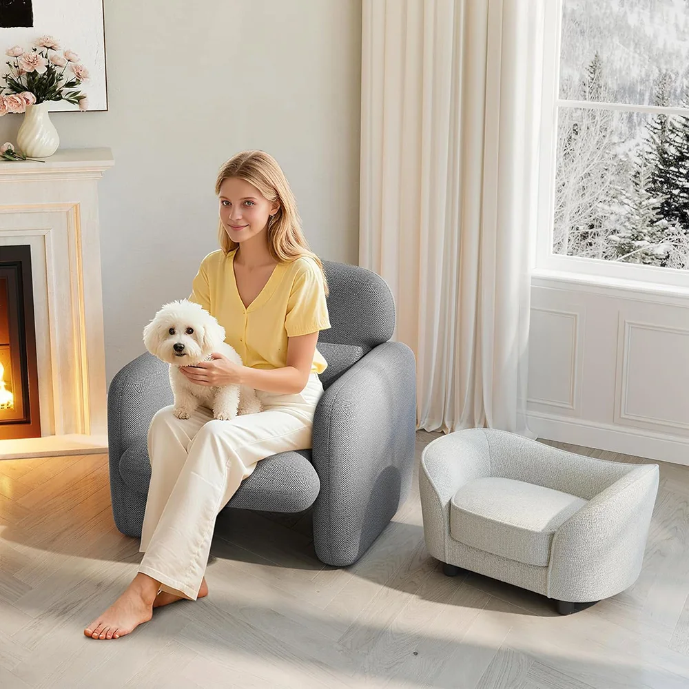 

Chenille Pet Sofa Bed Washable Cushion Dog Cat Sofa With Solid Wood Frame Ergonomic Design For Small Medium Pets