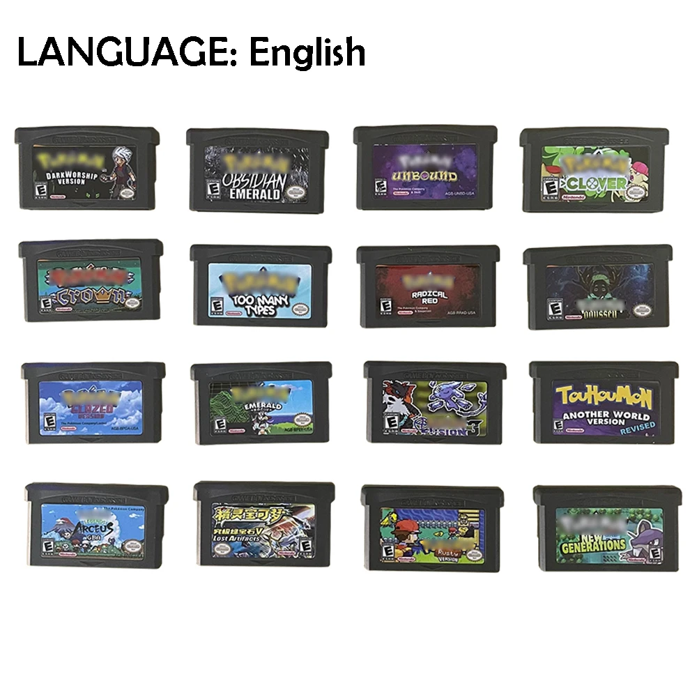 GBA Game Cartridge, Flash Save, Poke Monster Game Series 32 Bit Game-boy ADVANCE Card For GBA/GBA SP/NDS Video Game Console