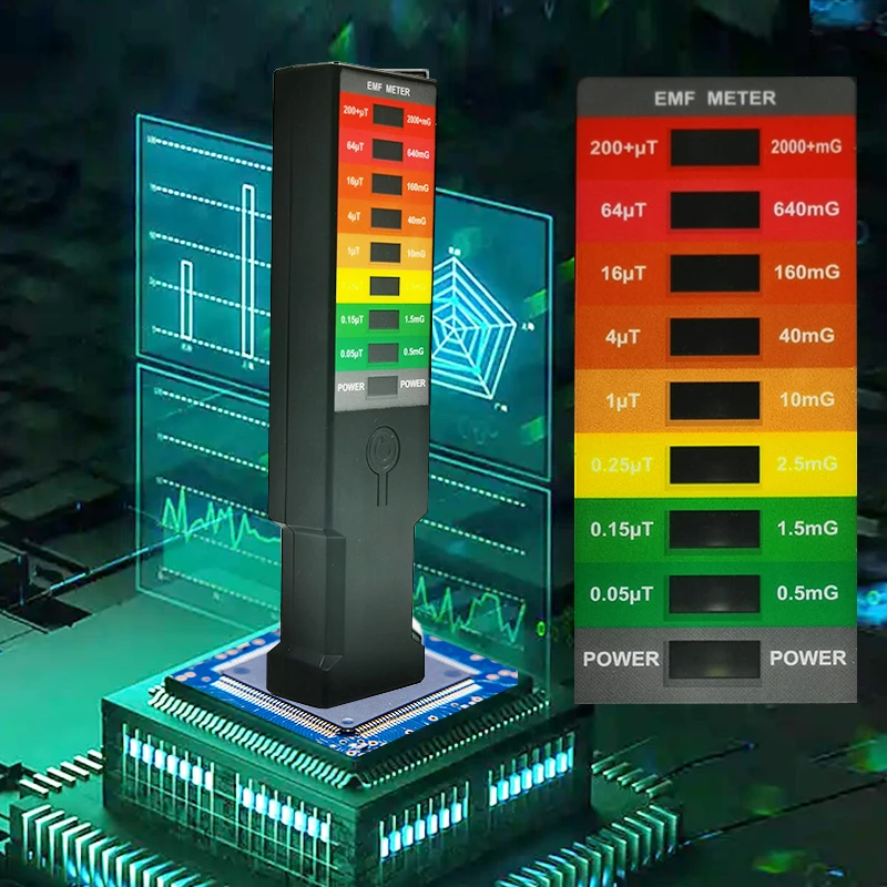 Najnowsze pole elektromagnetyczne EMF miernik gaussa detektor dozymetru promieniowania przenośne Monitor zewnętrzny magnetyczne EMF 8 miernik gaussa