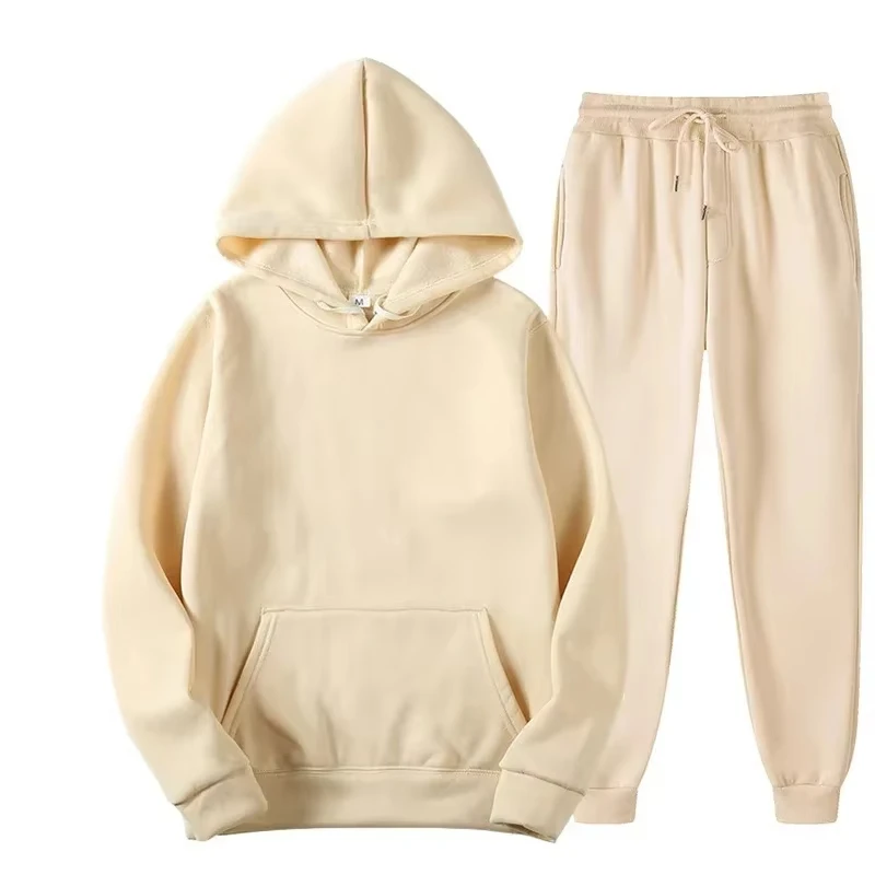 2026 Winter Eco-Friendly Soft Tracksuit Men's Set Long Sleeve Pullover Jogging Pants 2pcs Fitness Running Suits Sportswear Male view 2