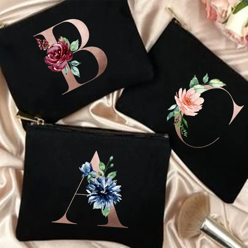 Letter Print Women Cosmetic Bag  Wash Storage Pouch Wedding Party Bride Gifts Bridesmaid MakeUp Case Beauty Toiletries Organizer