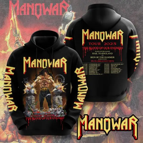 Classic Rock Manowar Hoodies Sweatshirt 3D Printed Men Women Hip Hop Tracksuit Pullover Men Hoodie Coat Oversized Men's Clothing