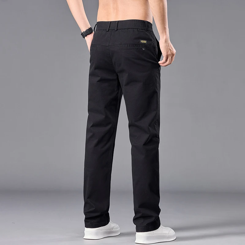 Pantaloni casual da lavoro in seta di ghiaccio dritto da uomo primavera estate pantaloni moda sottili e traspiranti pantaloni classici da uomo di lusso