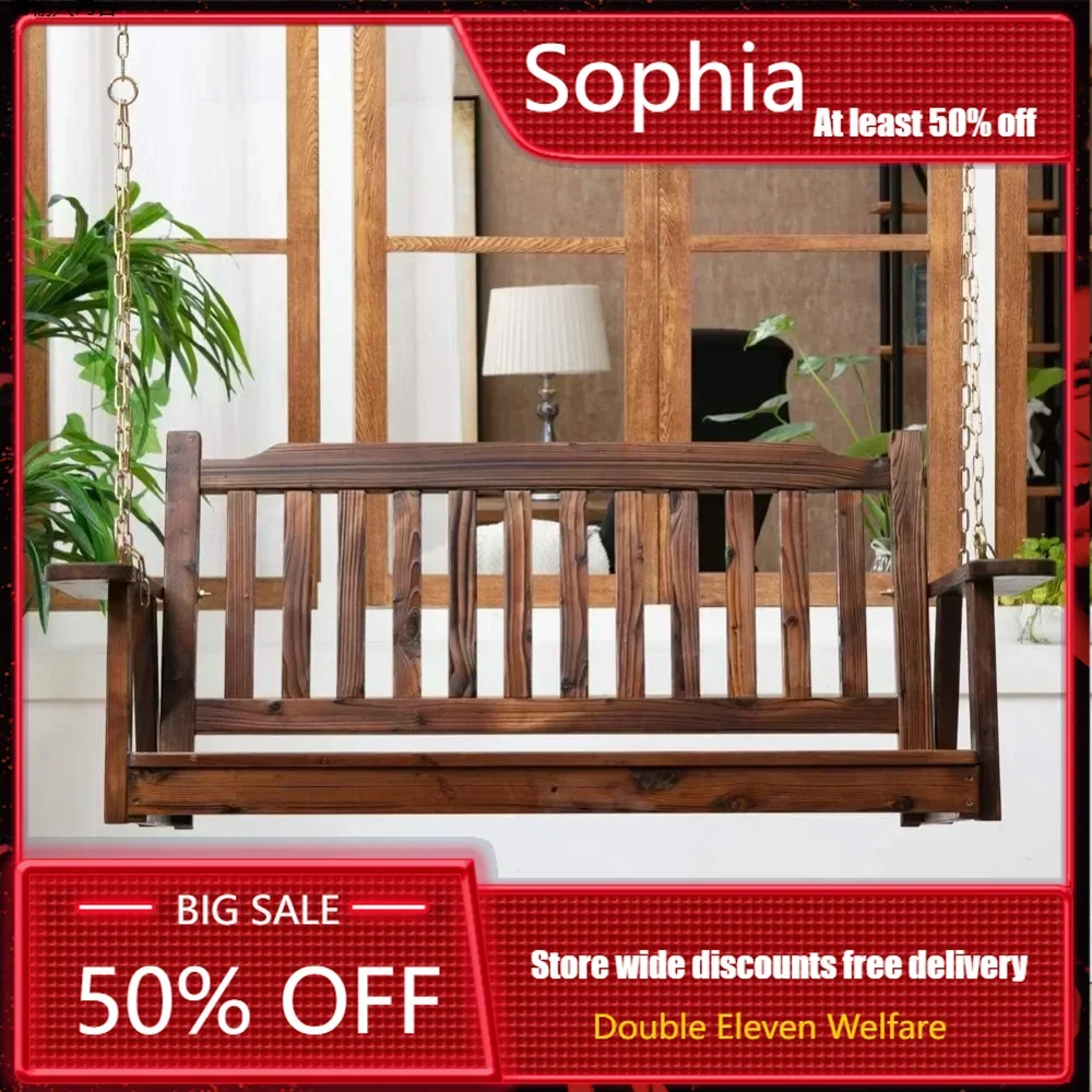 

Patio Swings, Wooden Porch Swing 2-Seater, Bench Swings with Hanging Chains, Heavy Duty 800 LBS, for Outdoor Patio Garden Yard