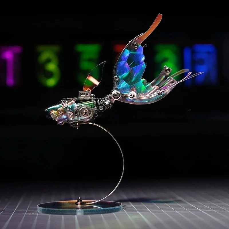 Creative National Style Mechanical Flying Fish Model DIY Metal Assembled Mecha Ornament Trendy Collectible Festival Gift for Boy
