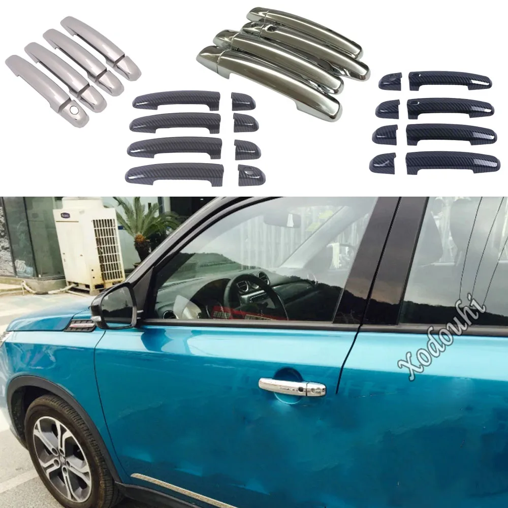For Suzuki Vitara 2016 2017 2018 2019 2020 Car Body Detector Sticks Frame Lamp Trim ABS Chrome Door Handle Molding Armrest 8PCs