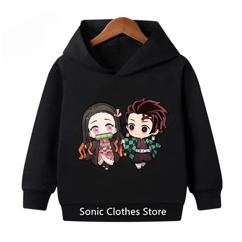 Abbigliamento per bambini Cappotto con cappuccio Bambini Ragazzi Ragazze Cartoon People Anime giapponesi Demon Slayer Stampa Bambino di età 3-12 Top casual