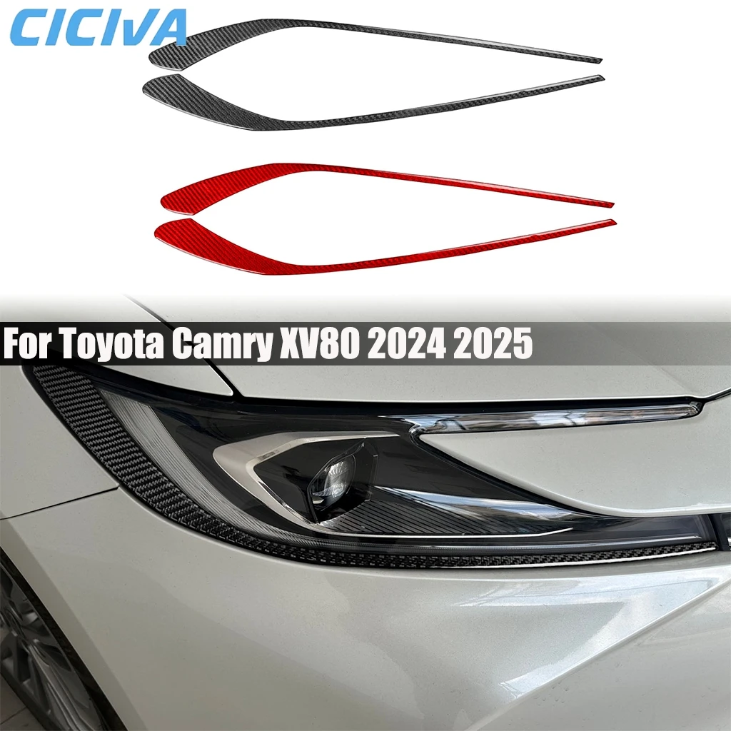 

Автомобильные аксессуары из углеродного волокна, лампа для бровей, декоративная панель, внешняя крышка, накладка, модифицированная наклейка для Toyota Camry XV80 2024 2025