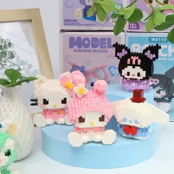 Disney Hello Kitty new Building Block Anime Figure Kuromi Assembled Toys Decorative Ornament Model Children's Puzzle Dolls Gifts