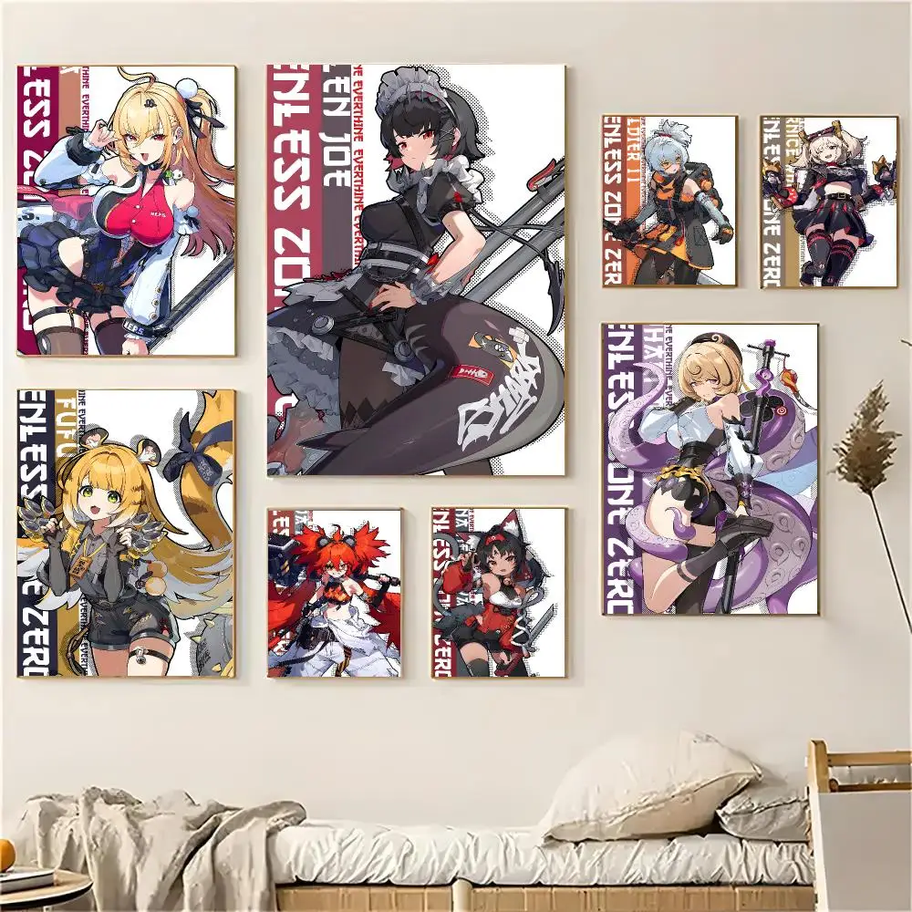 Game Z-Zenless Zone Zero Poster Self-adhesive Living Room Bedroom Party Bar Decor Moisture-proof Fade-resistant HD