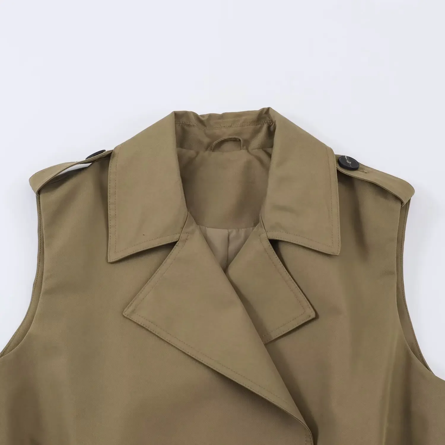 KONDALA Damen Elegante Pendler-Gürtelweste 2026 Sommer Frühherbst Trendige Zweireihige Weste Damen High-Street-Chic Freizeitweste – Detail 5
