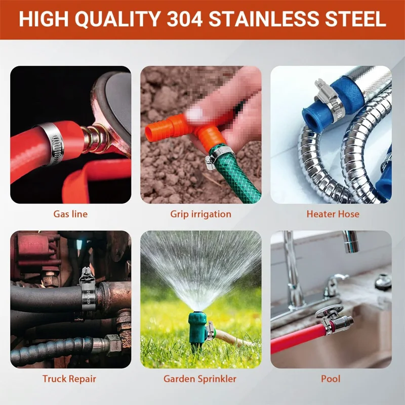 스테인레스 스틸 조정 가능한 드라이브 호스 클램프, 연료 라인 웜 사이즈 클립, 8-152mm, 5-10 개