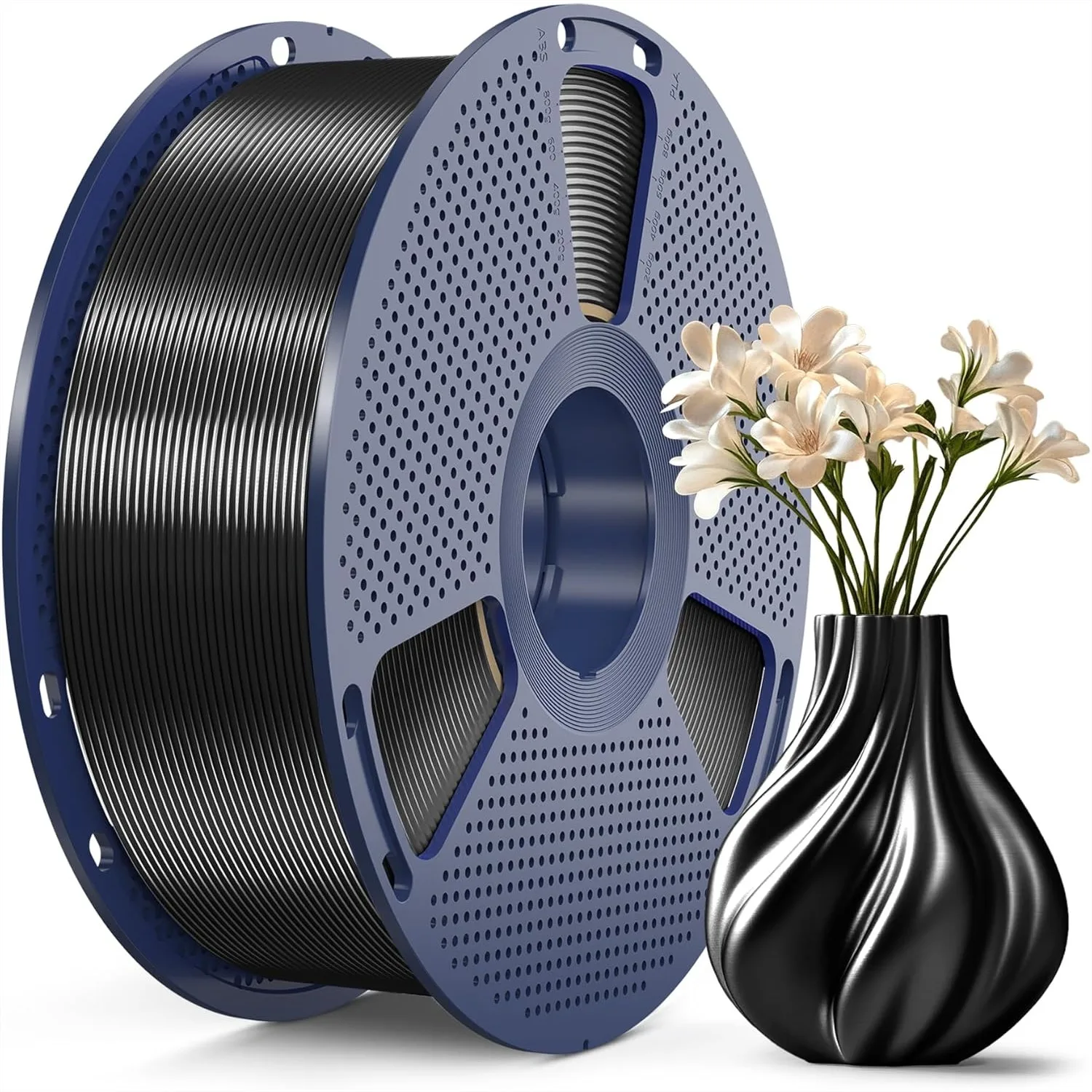 

Silk PLA Filament 1.75mm, Shiny Smooth Surface, Easy to Print for 3D Printers, Dimensional Accuracy +/- 0.02mm, Black 1KG