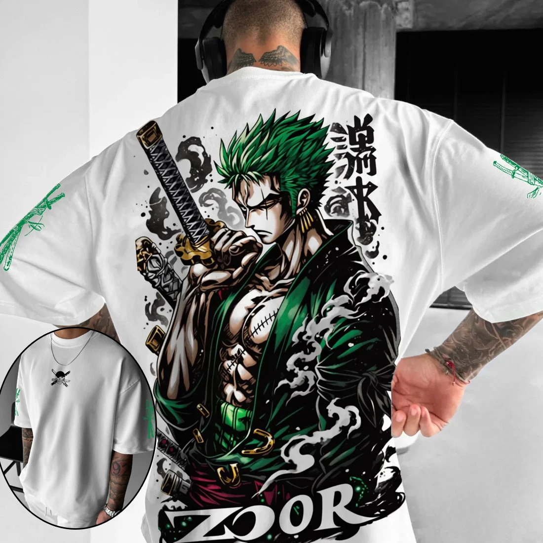 قطعة واحدة انمي ياباني مطبوعة تي شيرت رجالي رورونوا زورو بوي الأطفال Harajuku قصيرة الأكمام الاطفال لوفي تي شيرت الملابس #3
