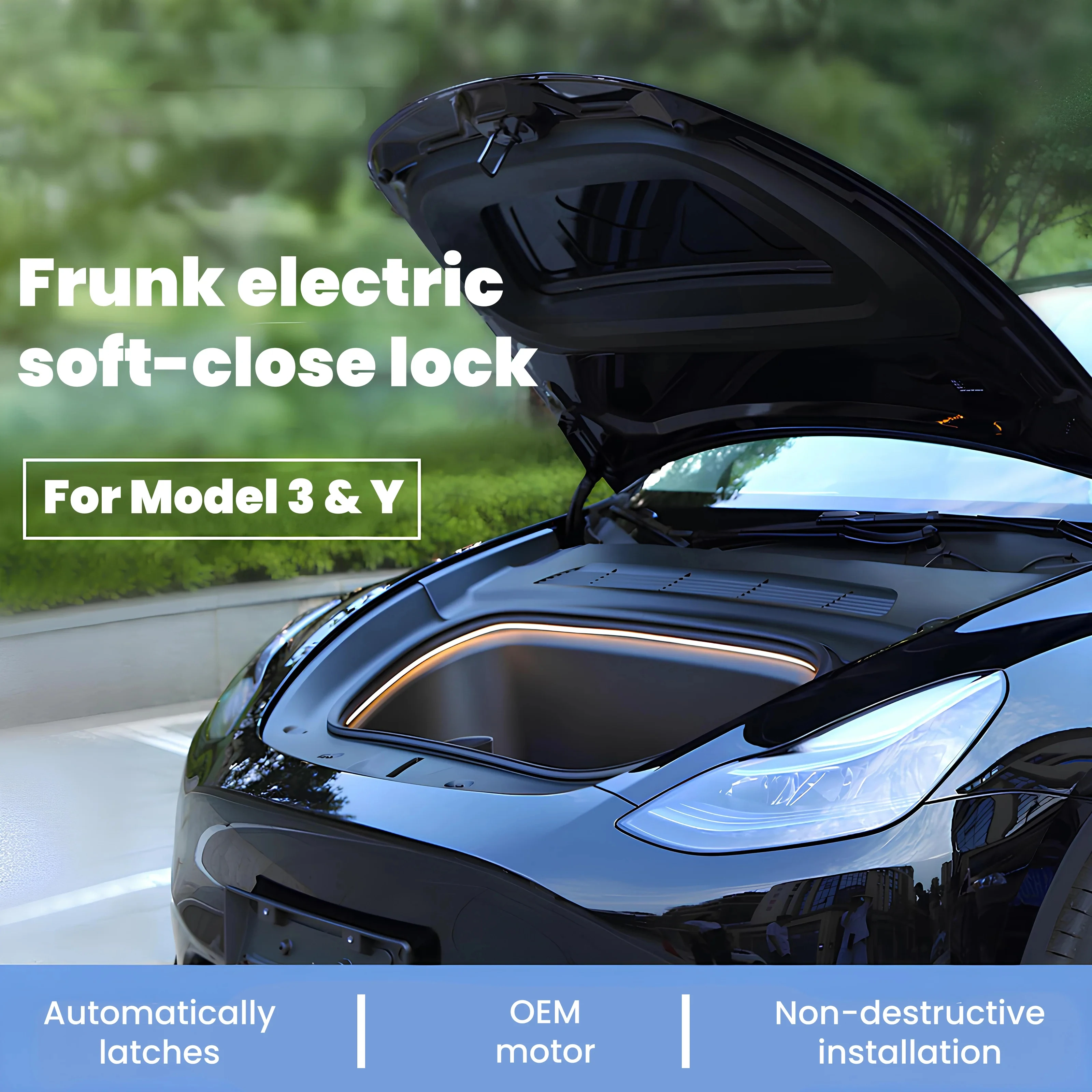 

Для Tesla Model Y 2021 2024, электрическое всасывание, передний багажник, закрывающее устройство, электрический замок с мягким закрыванием, автоматический замок, автозапчасти