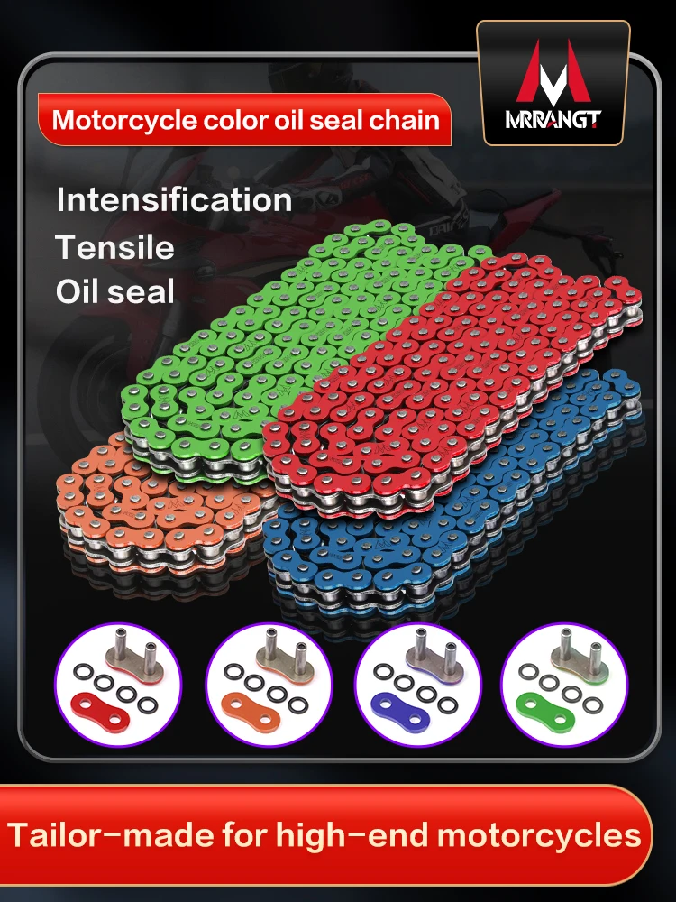 Universal Colorful Motorcycle Chain Oil Seal Chain O-Ring 520 525 428 Chains 120 136 Links for ATV Quad MX Enduro Motard Racing