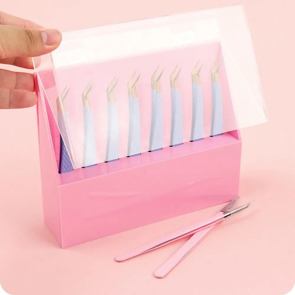 8 Holes Tweezers Storage Box Large Capacity Dustproof Eyelash Extension Tweezers Rack Space Saving Thicken