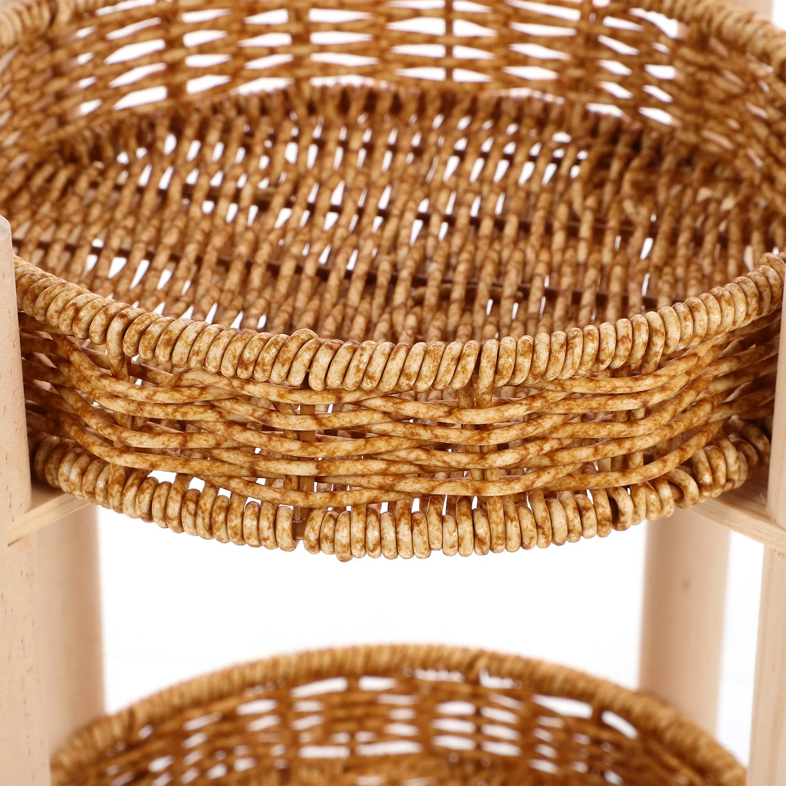 

1 set Double-Layer Fruit Tray Hand Woven Storage Basket Multi-Function Sundries Container For Office Bedroom Study Simple