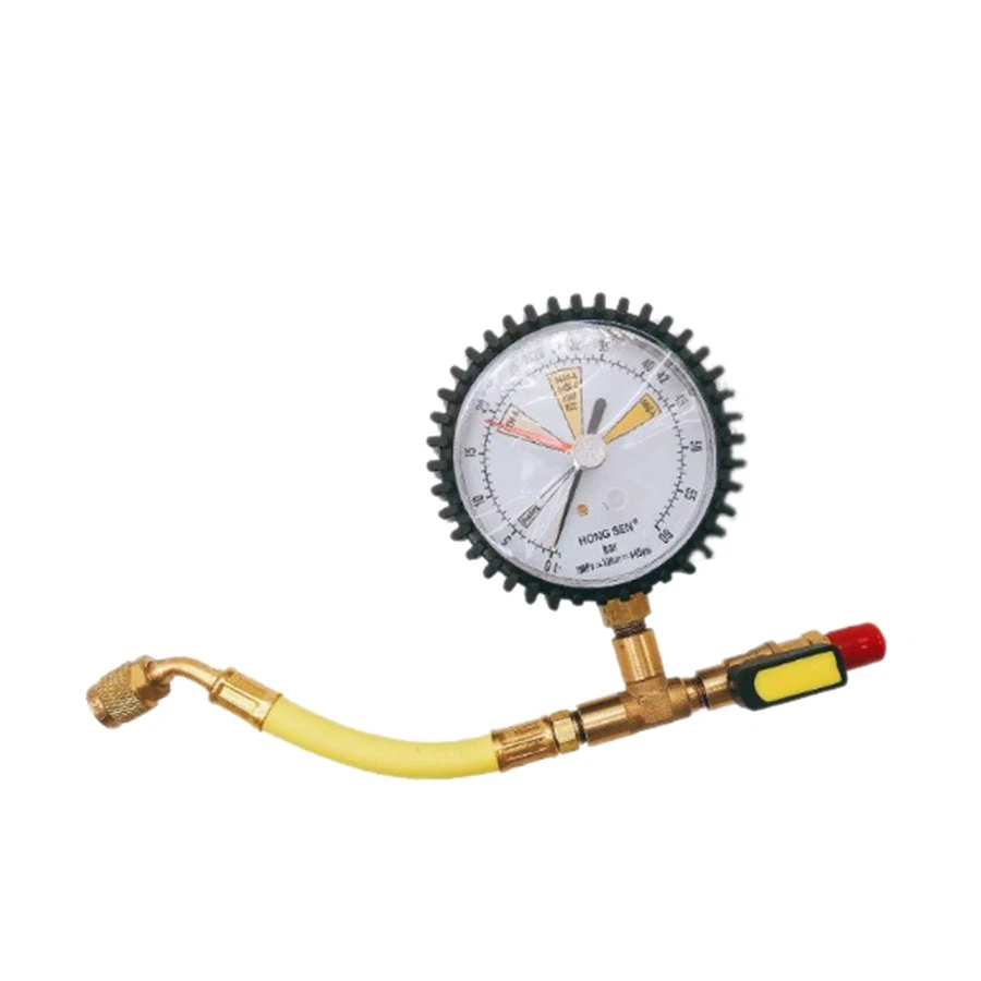 Pressure Gauge, Air Conditioning Cooling Nitrogen Pressure Test Suitable Ball Valve for R134A, R22, R407C, R410A