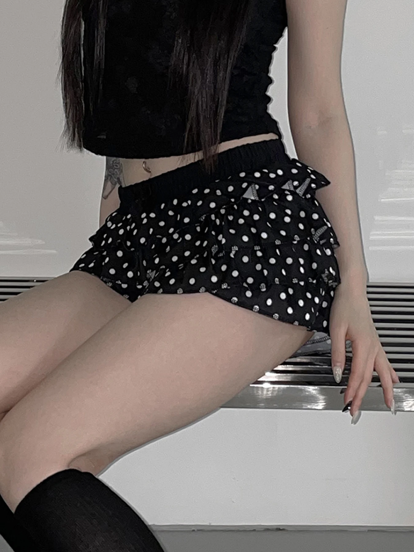 AltGoth Fairycore Grunge Cute Skirt Women Dark Academia Gothic Summer Sexy Sweet Y2k E-girl 2000s Polka Dot Cake Skirts Female