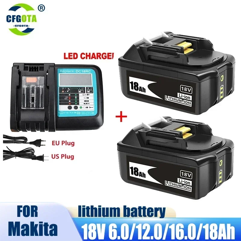 

100% BL1860 Rechargeable Battery 18 V 18000mAh Lithium ion for Makita 18v Battery BL1840 BL1850 BL1830 BL1860B LXT 400+Charger