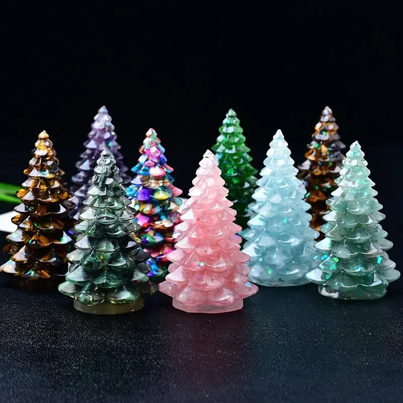 New Natural Crystal Crushed Stone Christmas Tree Resin Decorative Item for Home Desktop Decoration Christmas Display
