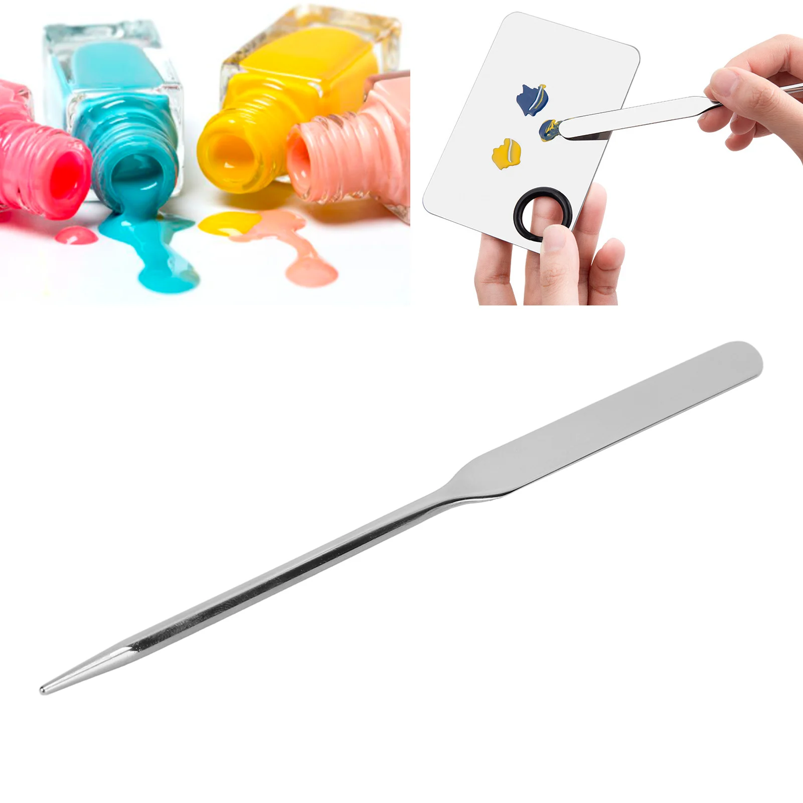 Spatola per fondotinta liquido Asta di agitazione ergonomica per trucco per nail art in acciaio inossidabile per truccatore