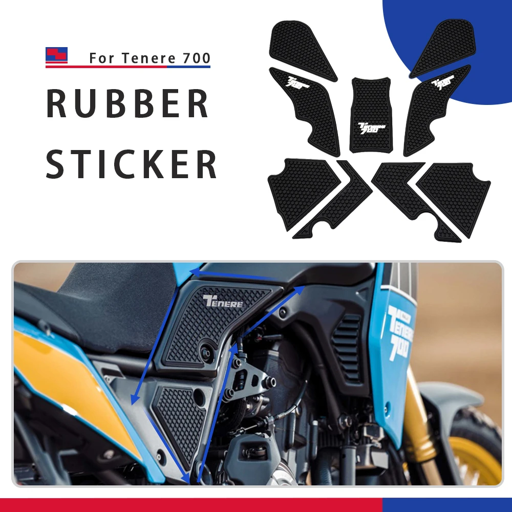 

FOR YAMAHA Tenere 700 T700 XTZ 700 XTZ 690 2019 2020 Motorcycle Non-slip Side Fuel Tank Stickers Waterproof Pad Rubber Sticker .