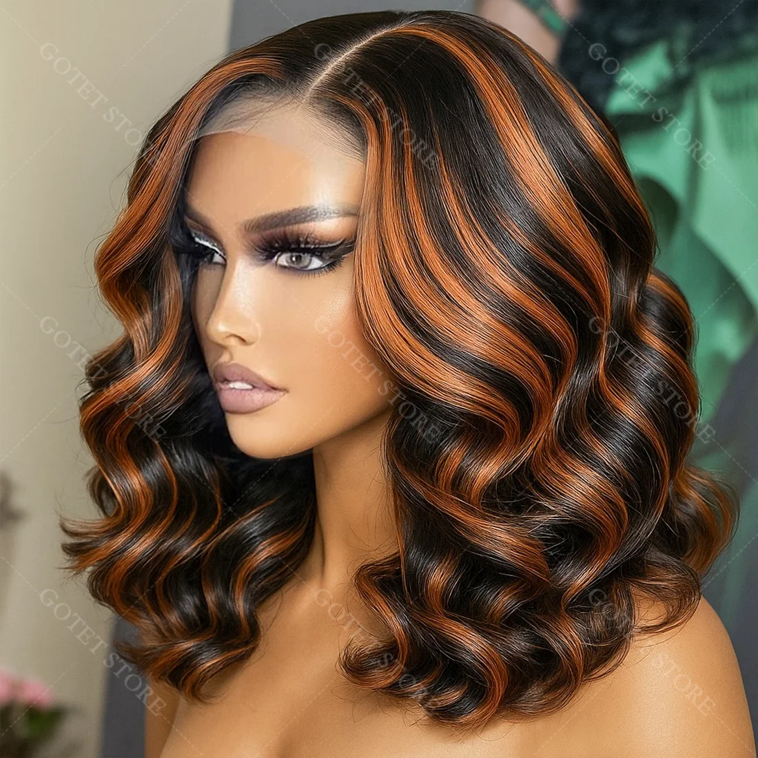 FB/30 أومبير تسليط الضوء على نطاط الجسم موجة بوب شعر مستعار غلويليس 13x4 الدانتيل الجبهة بوب الباروكات البرازيلي ملابس الشعر البشري والذهاب بوب شعر مستعار #1