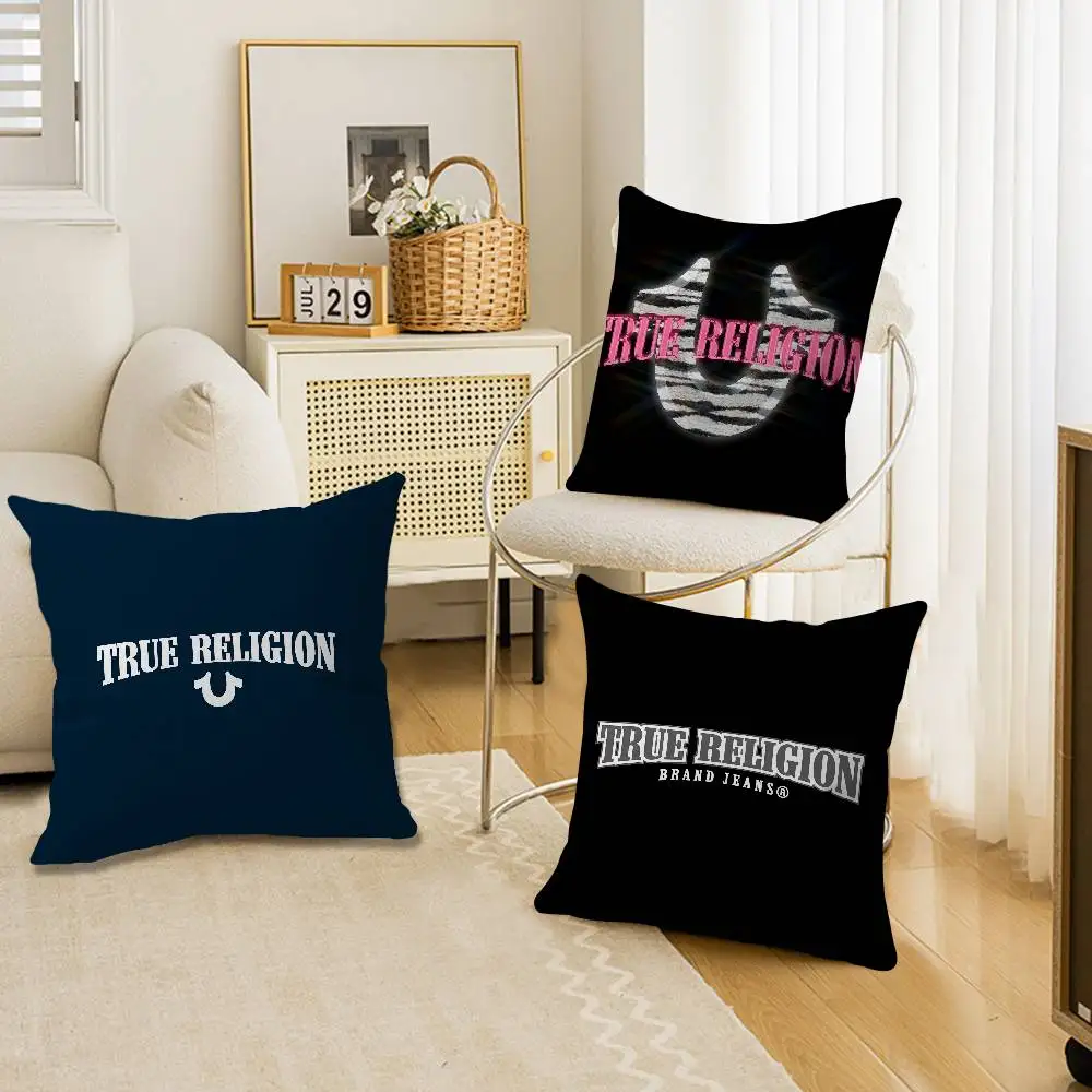 T-True-Religion Vintage-Street Pillow Covers Cartoon Sofa Decorative Home Double-sided Printing Short Plush Cute Cushion Cover