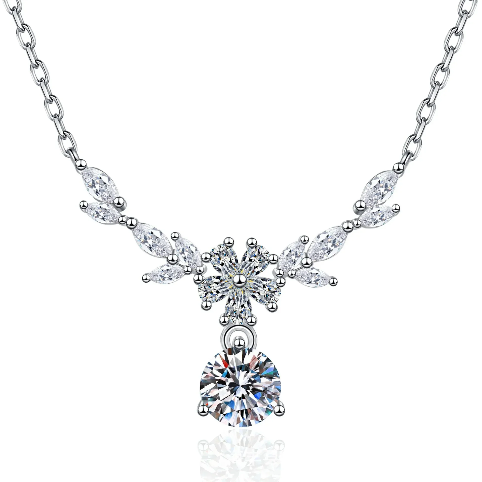 

2025 S925 Silver Necklace Women's Floral Wheat Ears Clavicular Chain Light Luxury Design Necklace Wedding Jewelry