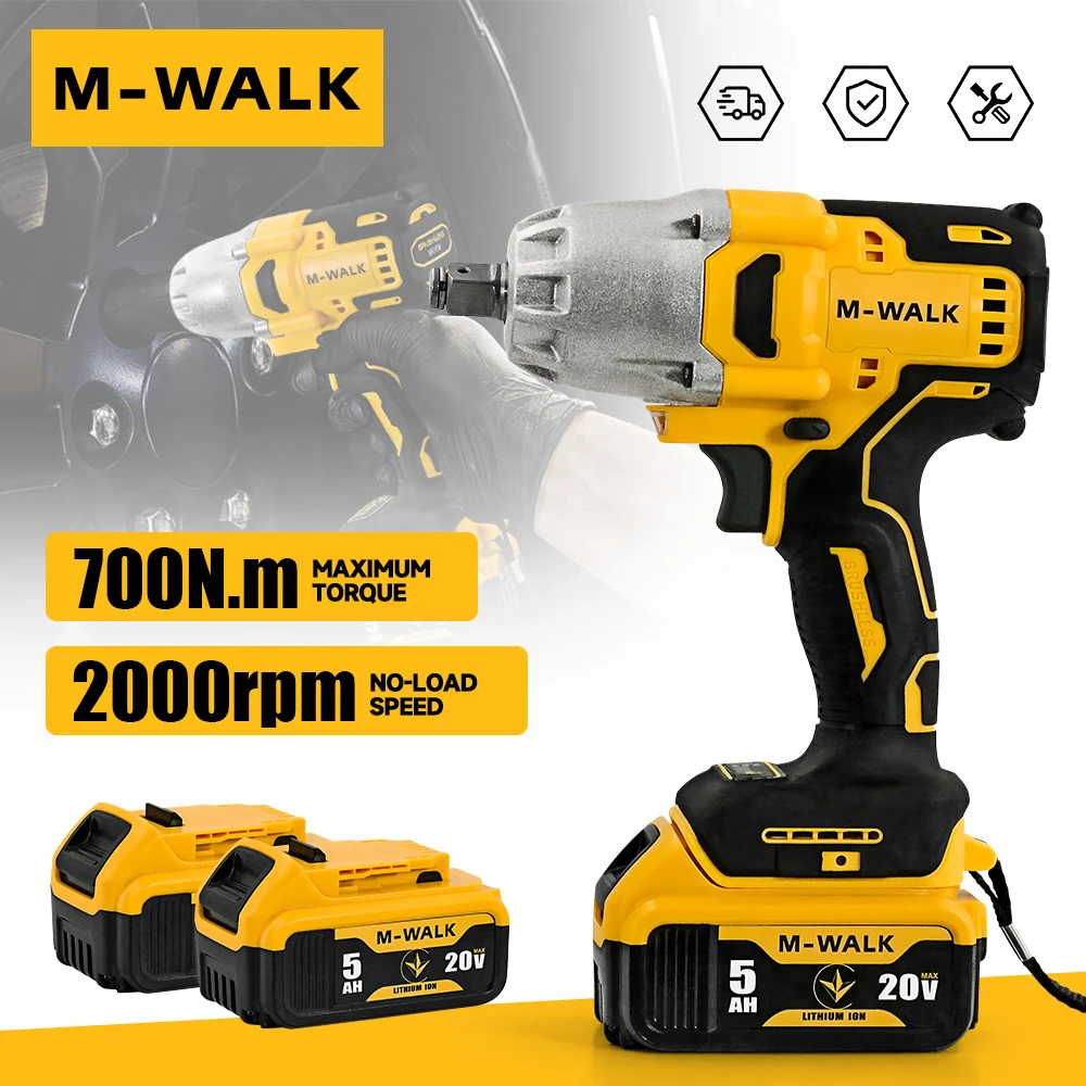 M-WALK 700N.M Torque Brushless Electric Impact Wrench 1/2 Inch Cordless Wrench Screwdriver Power Tool For Dewalt 20V Battery Pin