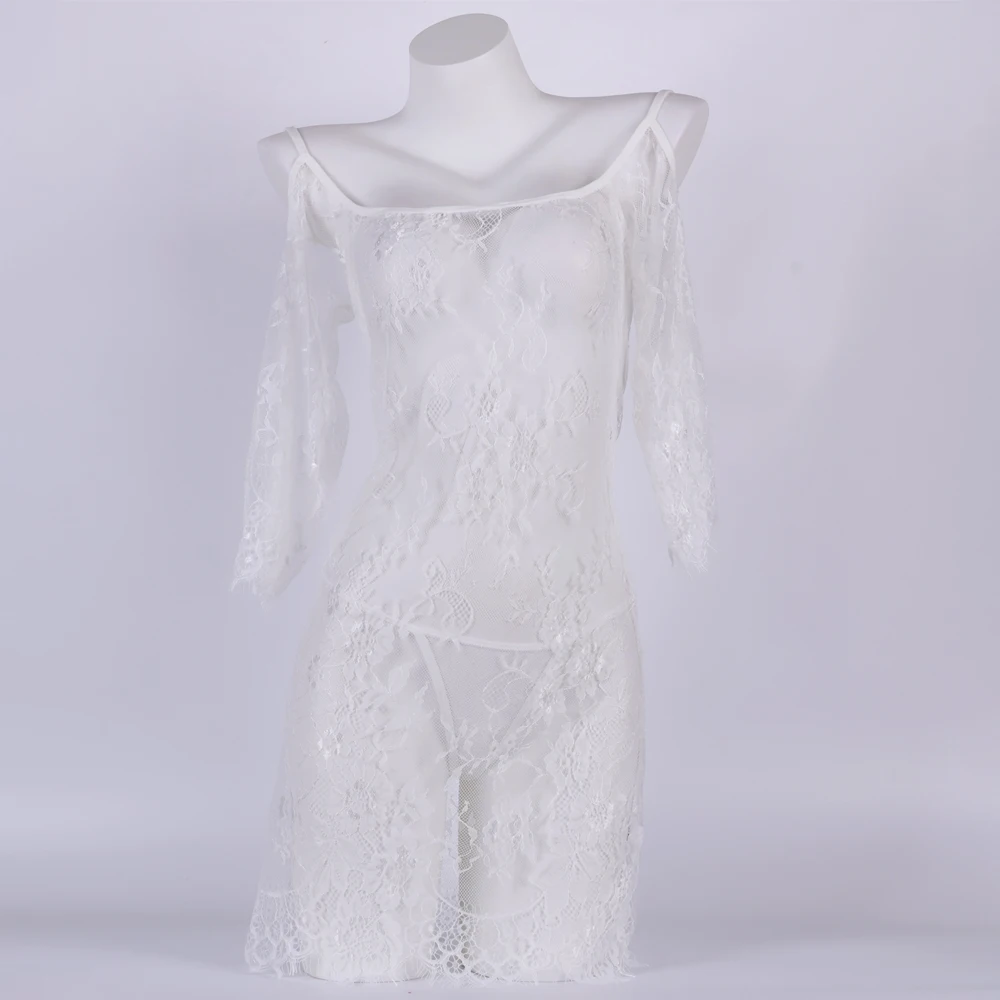 

Ladies Gowns Black Ropa Sexy Para El Sexo Nightgown Night Dress Lace Perspective Lingerie Porno Women Nightwear Exotic Sleepwear