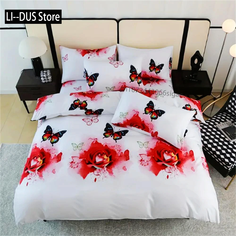 

Chic 3pcs Butterfly Print Duvet Cover Set - Soft, Breathable & Comfortable Bedding For All Seasons - Includes 1 Duvet Cover