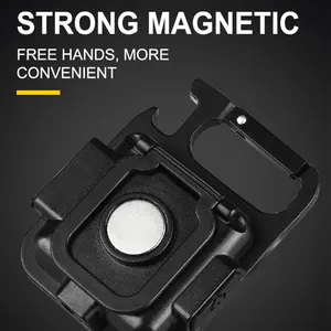 COB LED ميني مصباح يدوي سوبر برايت EDC سلسلة المفاتيح ضوء في الهواء الطلق في حالات الطوارئ التخييم مصباح الجيب مع الذيل المغناطيس المفتاح أعلى 8 مبيعات لمصباح يدوي داكن - رقم 2