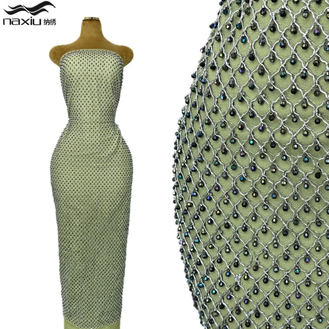 

Madison Luxurious African Nigerian Groom Beaded Sequin Lace Fabric French Lace Fabric Suitable for Party Wedding Dress 5 Yards