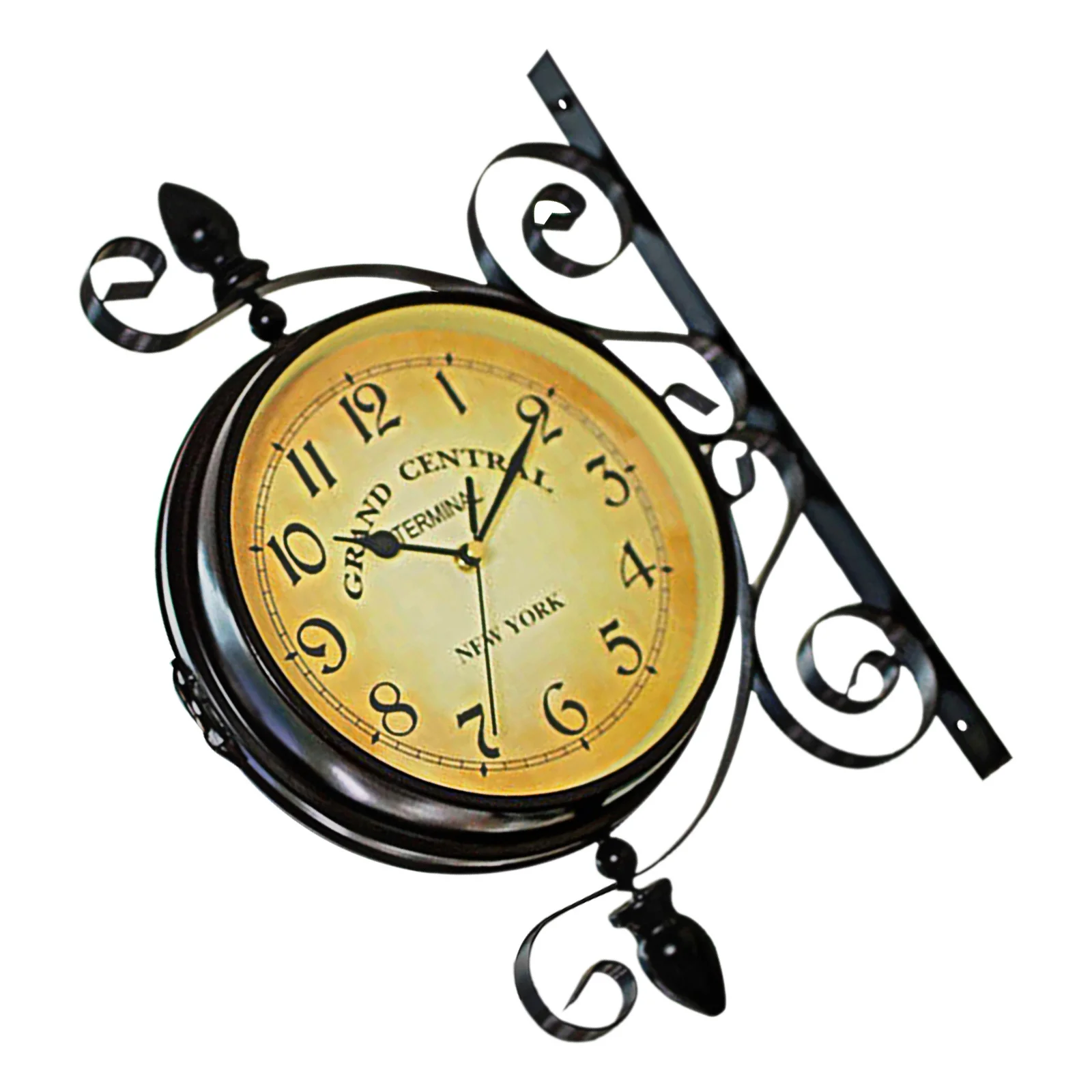 

Retro Double Faced Wall Clock Silent Operation Iron Case Coating 360 Degree Rotating Design for Home Office Cafe Corridor