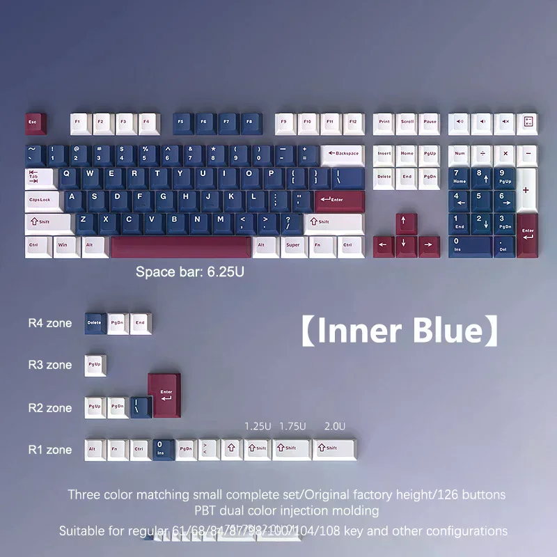 126 Keys Double Shot Keycap PBT Cherry Mechanical Game Keyboard For MX Switch Keycap GMK67 GMK87 GMK61 Gaming Keyboard Key Cap