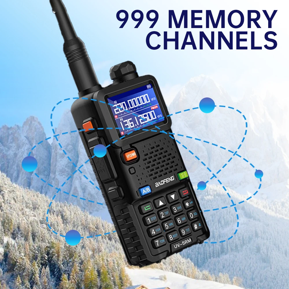 2 قطعة Baofeng UV-5RM ستة الموجات PTT اسلكية تخاطب AM Air Band 10W 999CH FM Type-C ترقية UV-5RH اسلكية تخاطب طويلة المدى (UHF/VHF)