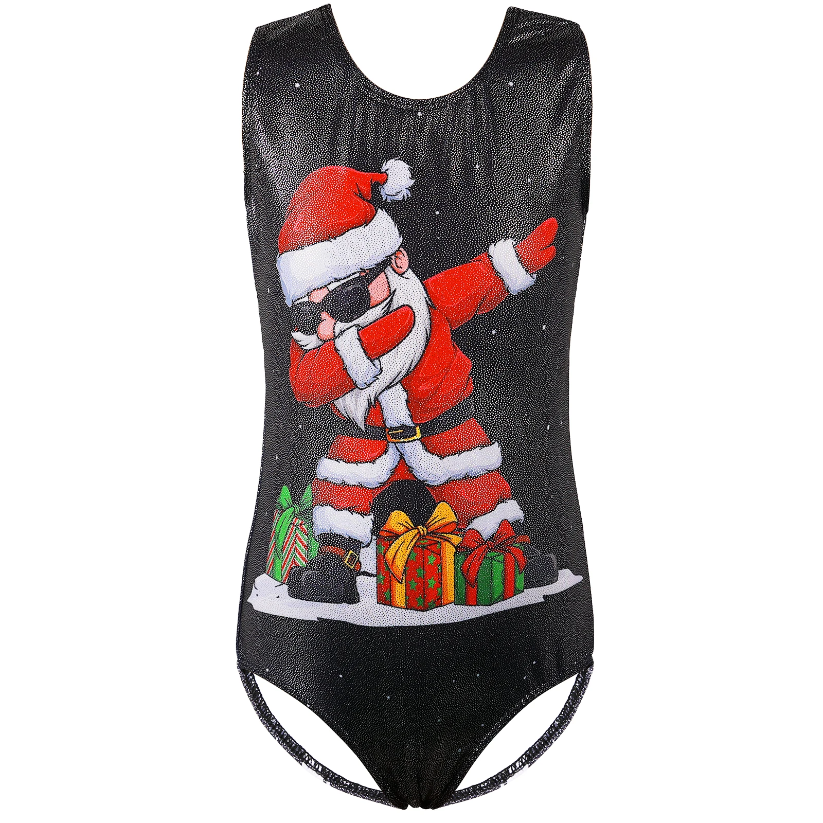 BAOHULU Christmas Gymnastics Leotards for Girls Printed Dance Clothes Sleeveless Kids Athletic Practice Outfit