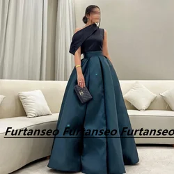 2023 Vintage Saudi Arabian Evening Dress Backless Satin One Shoulder Dubai Vestidos Prom Para Eventos Especiales