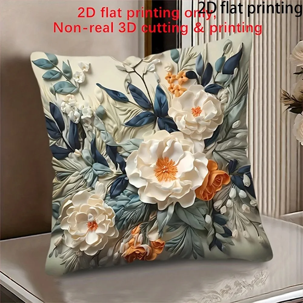 

Peach Skin Pillowcase 2D Flat Printed Vintage Floral Book Stack Design Cushion Cover for Sofa Living Room Home Decor Retro Art
