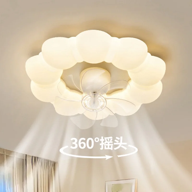 

Modern Minimalist Shaking Fan Lamp LED Home Ceiling Fan Lamp Living Room Bedroom Room Decoration Atmosphere Silent Fan Lamp