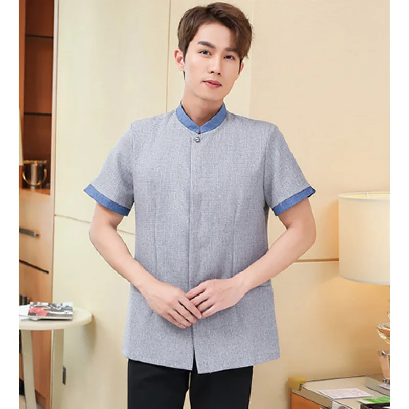 طاقم تنظيف غرفة الفندق، زي موحد لتنظيف الأرضيات بأكمام قصيرة، مجموعة ملابس عمل للتنظيف المنزلي للنساء جديد #6