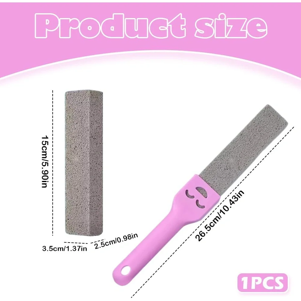 Pumice Stone Cleaning Sticks with handle, 1 Pack Toilet Bowl Cleaner for Hard Water Stains, Lime Scale Remover for Kitchen, Bath