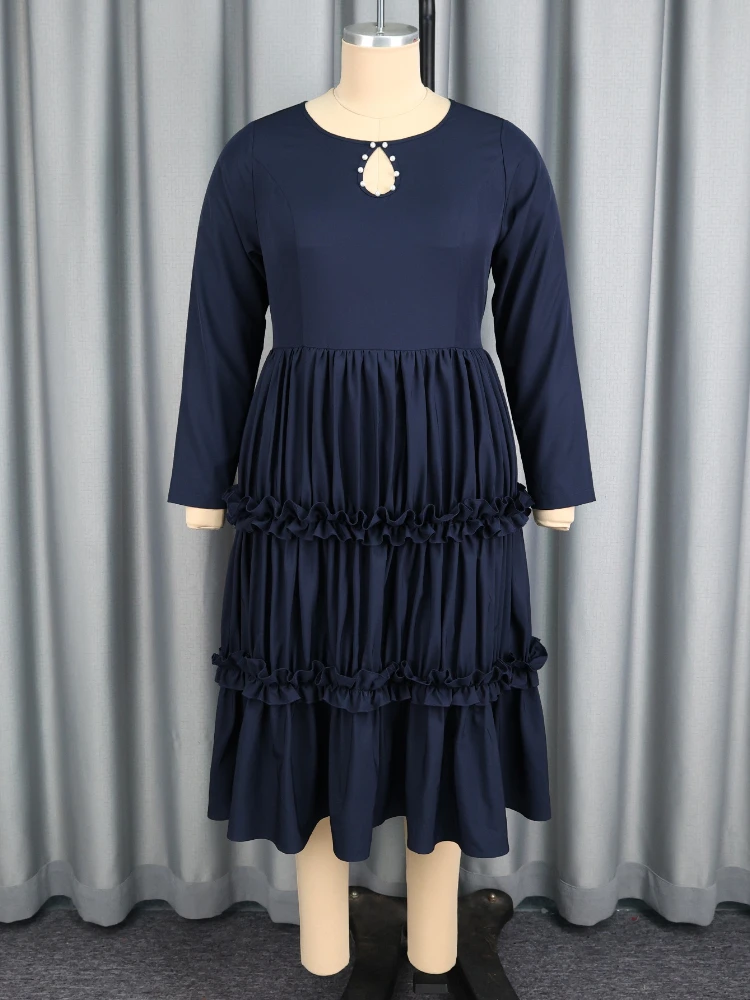 فساتين الكنيسة للمرأة 2026 ملابس مكتب أنيقة ألف خط س الرقبة قصيرة الأكمام الكشكشة مطوي س قطع الموضة الأفريقية الجديدة