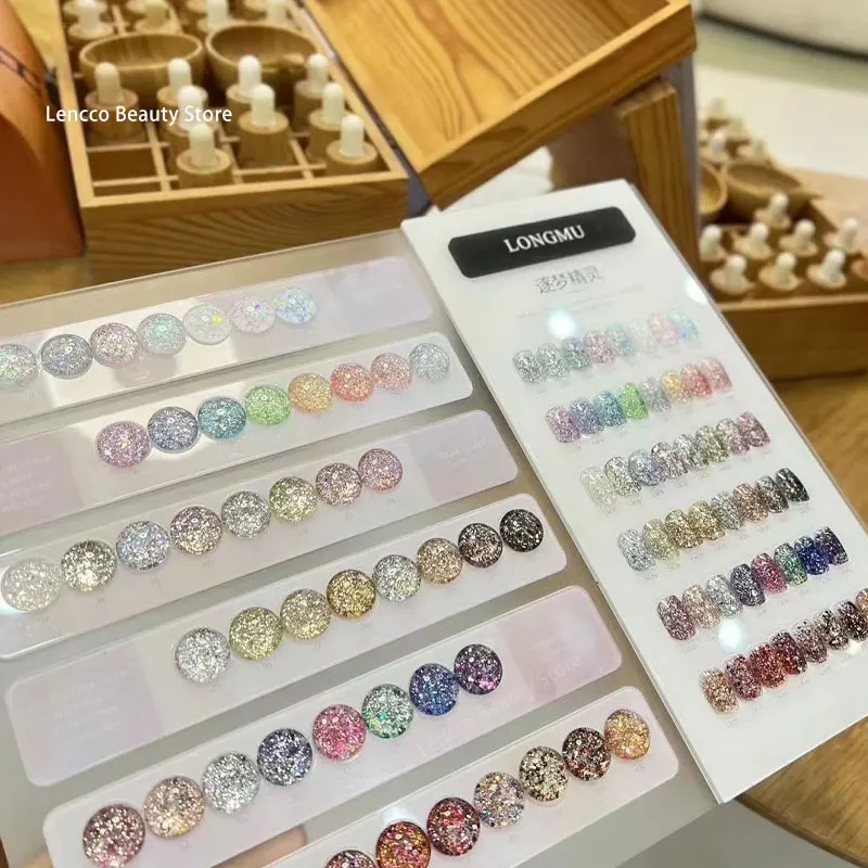 Eleanos Pailletten-Glitzer-Gel-Nagellack-Set, 48 Stück, mit Farbkarte, Soak Off UV-LED-Gel-Lack, Nägel, Kunst, alles für Maniküre, 15 ml