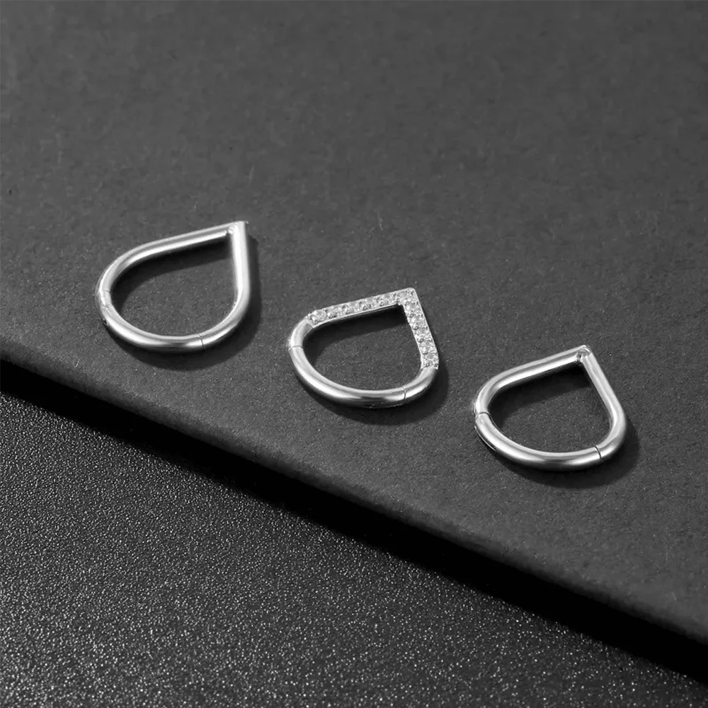 G23 Titânio Água Teardrop Nariz Anéis, Clicker Orelha, Cartilagem, Tragus, Helix Piercing, Segmento Hoops, Clicker Jóias