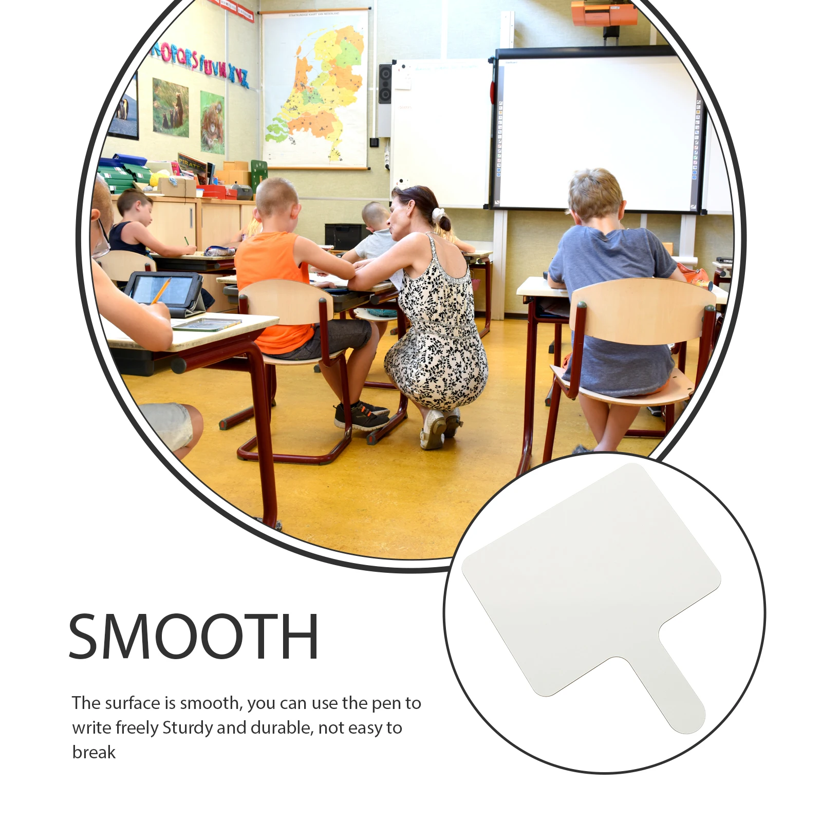 

1pc Handheld Dry Erase Paddle Double Sided Whiteboard Reusable Answer Board For Classroom Students Kids Teaching Tool Auction